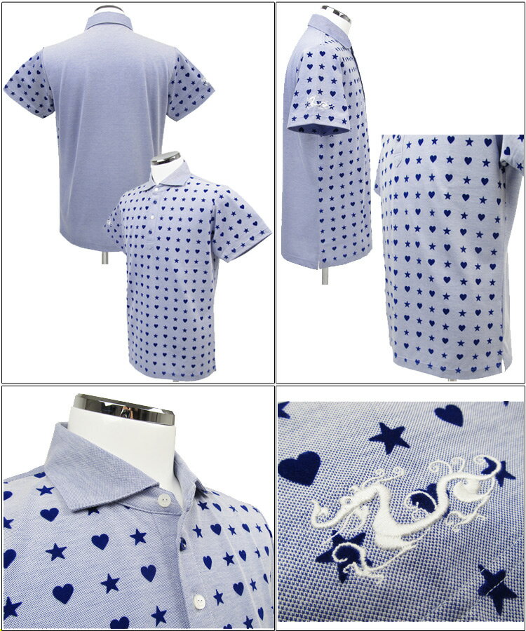 【DANCE WITH DRAGON／ダンスウィズドラゴン】【ネコポス対応】D1-113306ハート★ポロメンズ　ポロシャツ