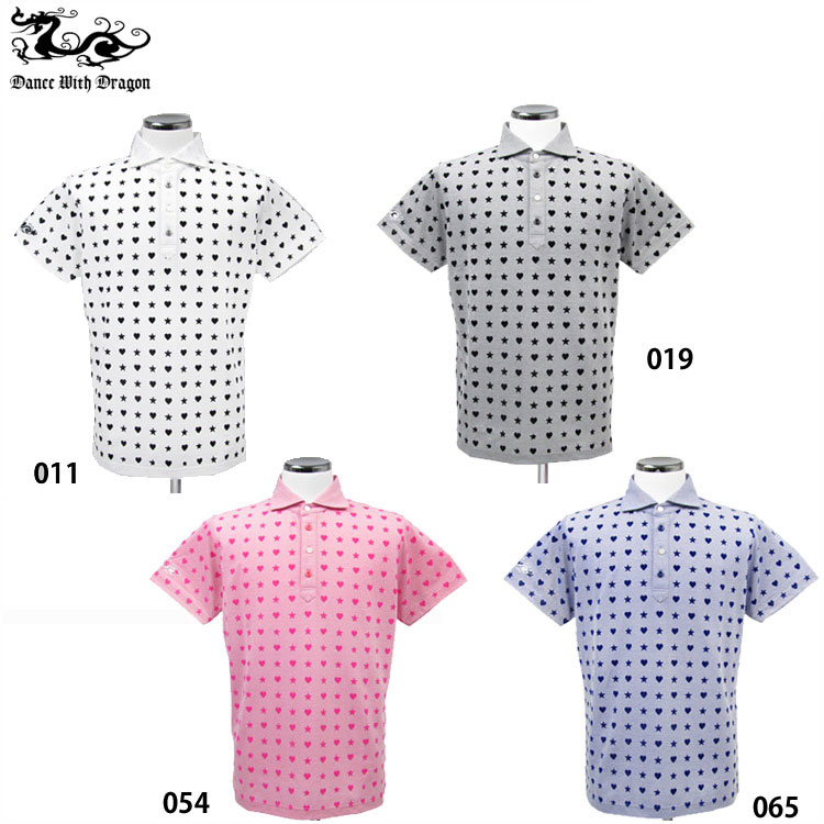 【DANCE WITH DRAGON／ダンスウィズドラゴン】【ネコポス対応】D1-113306ハート★ポロメンズ　ポロシャツ