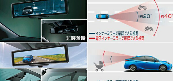 車種名プリウス品名電子インナーミラー取り付けできる年式(重要) 平成30年12月〜令和05年1月型式ZVW51 ZVW55 詳細バックドアガラス内側に取り付けたカメラからの画像をインナーミラーに表示。デジタル補正で視認性が向上したインナーミラー。後方視野角が広く、後席に同乗者がいても後方を確認しやすく安心です。【ミラー】L68.7×W267×H75.4mm。取り付けに関して[注意事項] ※【装備車は取付不可】E、IR(赤外線）カットフィルム（リヤサイド・バックガラス）付車取り付けできるグレード全てのグレードに取り付け出来ます取り付け難易度は 「難しい」※参考程度にお考えください【設定されている取り付け時間】 2.3時間※取付説明書が付属していない場合、ご連絡頂ければ対応致します。※上記の表示はあくまで参考程度としてお考え下さい。技術の個人差や表示通りでは無い場合があります取り付け出来るか確認依頼する同じ車種・年式で「別の部品」を確認する同じ車種で「別の年式」を確認する同じメーカーで「別の車種」を確認するこの商品と関連した『別の商品』を確認する※別売りの付属品や消耗部品の有無もご確認いただけます。この商品のQRコードお問合せ お問合せ(Q&A)