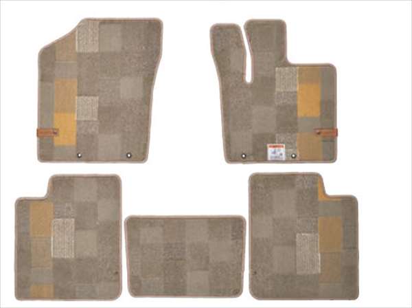 『ラパン』 純正 HE33S フロアマット（ジュータン）〈パッチワーク〉 ※グレージュ 1台分（フロント、リ..