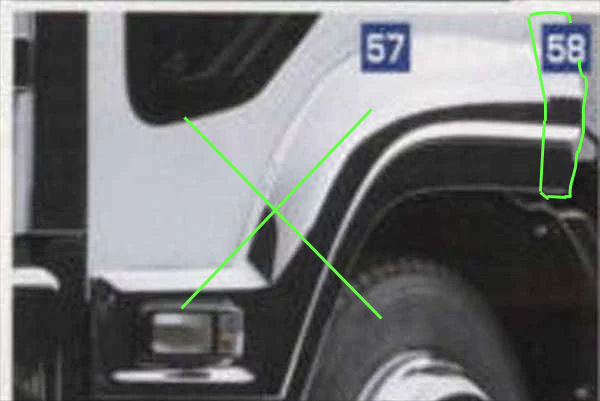 フォワード メッキリヤフェンダーパネル フルキャブ イスズ純正部品 フォワード パーツ frr90 fsr90 frr34 パーツ 純正 イスズ いすゞ イスズ純正 いすゞ 部品 オプション メッキパネル