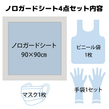 【ポイント2倍】ウイルス対策 ノロガードシート マスク 手袋 シート 袋 4点セット 学校 ホテル 飲食店など人が集まる場所では必需品