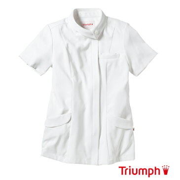 Triumph(トリンプ)白衣 TXM-107-WH 女性 チュニック ジャケット| レディース ナース服 ナースウェア 医療 医療用 看護師 ナース ユニフォーム 看護服 医師 半袖 おしゃれ ナース用品 整体 白 ホワイト 大きいサイズ 制服 歯医者 施術服 施術 服