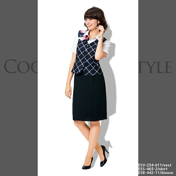 事務服 レディース ブラウス ESB-442 半袖ブラウス 体温調整 おしゃれ 動きやすいブラウス カーシー事務服 事務制服 |事務 オフィス ユニホーム ユニフォーム 会社 ビジネス 夏服 おしゃれ オフィスユニフォーム