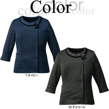 【300円OFFクーポン発行中】事務服 オーバーブラウス 七分袖 FB71330 ニット ストレッチ 制服 ユニフォーム nuovo 夏 レディース| 女性用 大きいサイズ オフィス シック