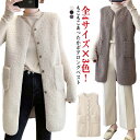 ボアベスト ロング丈 レディース ジレ ボア ベスト ロングベスト 秋 冬 春 ボアジャケット ジャケット 重ね着 おしゃれ 前開き トップス ノースリーブ アウター 大きいサイズ 無地 シンプル 襟なし 防寒 暖かい 羽織り ふわふわ 送料無料