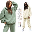 秋冬 着痩せ セットアップ スウェットパンツ 上下 上下セット スウェット ジャージ レディース パーカー フード付き ロングパンツ カジュアル 暖かい 春秋 トレーニング ウェア ルームウェア 部屋着 パジャマ 送料無料