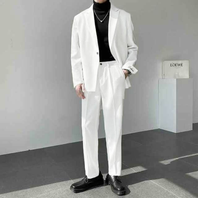 セットアップ スーツ メンズ テレワークスーツ カジュアルスーツ 上下セット ジャケット パンツ 春秋 ビジネス テーラードジャケット テーパードパンツ 無地 春夏秋冬 オールシーズン おしゃれ 大きいサイズ カジュアル ストリート系 韓国 ファッション 送料無料 ギフト