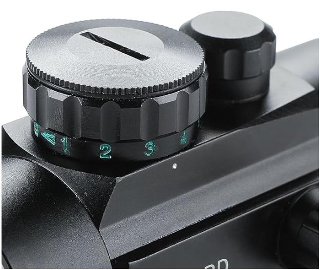 Suzumi Online Shop 楽天市場店のドットサイト ダットサイト 照準器 サバゲー 2色 レッド/グリーン五段階調整 20mmレール対応 スコープ 電動ガン エアガン マウント レンズプロテクター付き 日本語説明書付き｜アングル2
