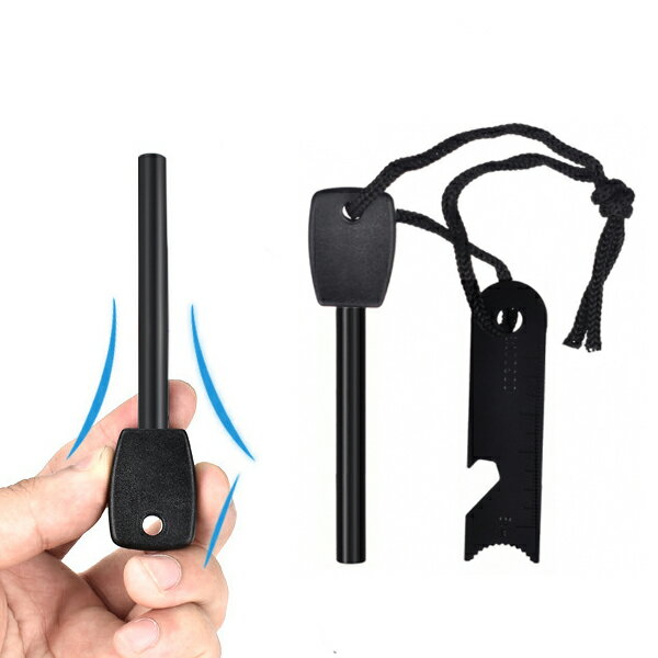 ◆誰でも簡単に着火できるファイヤースターターです。 ◆火起こしに必須の火吹き棒は、丈夫なステンレス製です。口に当たる部分は丸く加工されているので安心です。 ◆この多機能のストライカーは栓抜きとしても可能です。目盛りがついているので、定規とし...