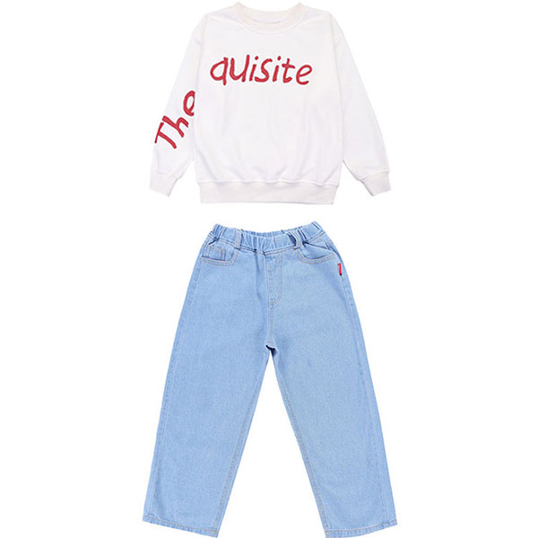 子供服 男の子 女の子 ジャズダンス 子供 DANCE Tシャン デニムパンツ ズボン セットアップ ダンス衣装 キッズダンス衣装 ヒップホップ 韓国 子供服 ...