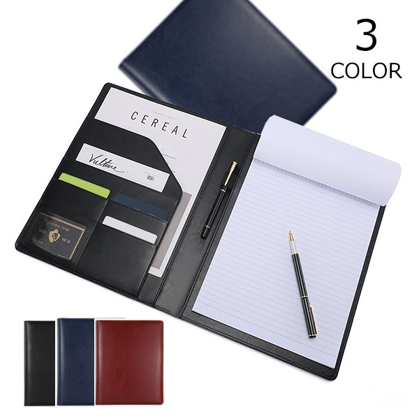 バインダー A4 クリップボード 革 高級感 多機能フォルダー 二つ折り ビジネス バインダー デスクパッド 署名フォルダ A4書類フォルダー 名刺入れ ペンホ...