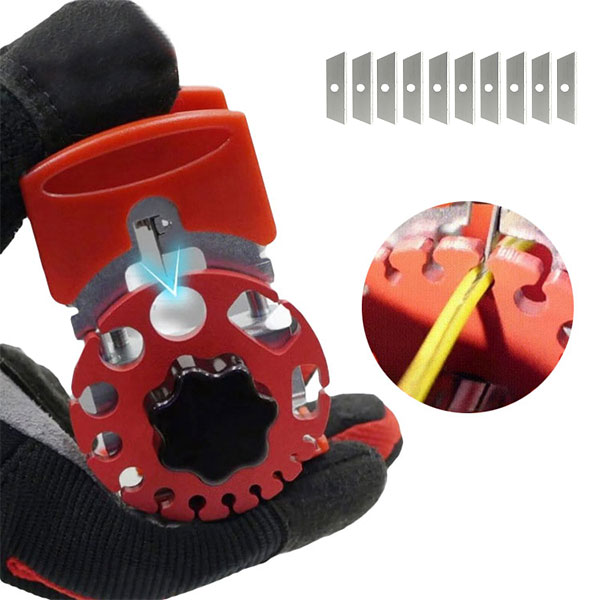 ワイヤーストリッパー 交換用刃10枚付き 皮むき機 工具 ケーブルストリッパー 銅線被覆剥き機 電線皮む..