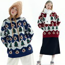 クリスマス レディース セーター 冬 カップル ペアルック クリスマスプレゼント お揃い 秋冬 可愛い おしゃれ お祝い サンタクロース ペア 厚手 Merry Christmas ギフト サンタ 仮装 贈り物 体型カバー aaa
