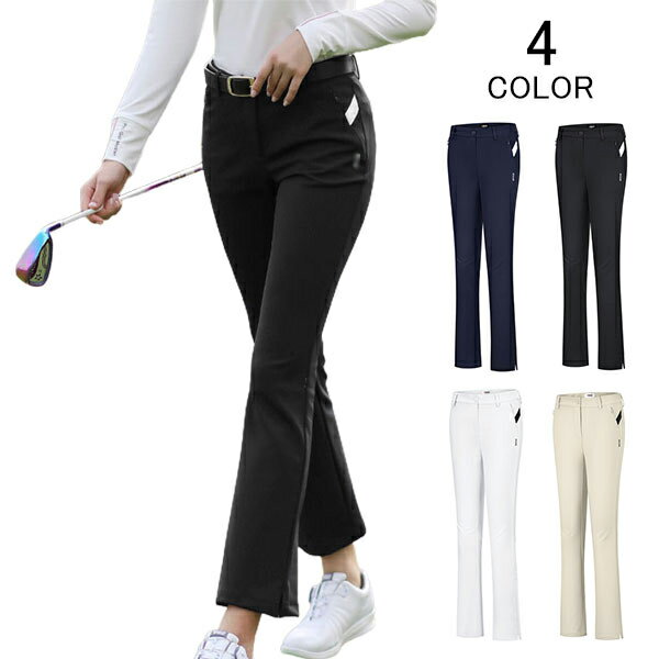 ゴルフ パンツ レディース ズボン ストレッチ GOLF ゴルフウェア ボトムス アウトドア 美脚 脚長 スリム 綿混 速乾 快適