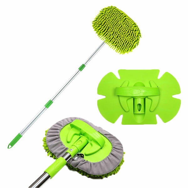 洗車モップ 洗車 モップ 2WAY 伸縮タイプ ホイール用 車 洗車ブラシ トラック用 洗車グッズ 洗車用 洗..