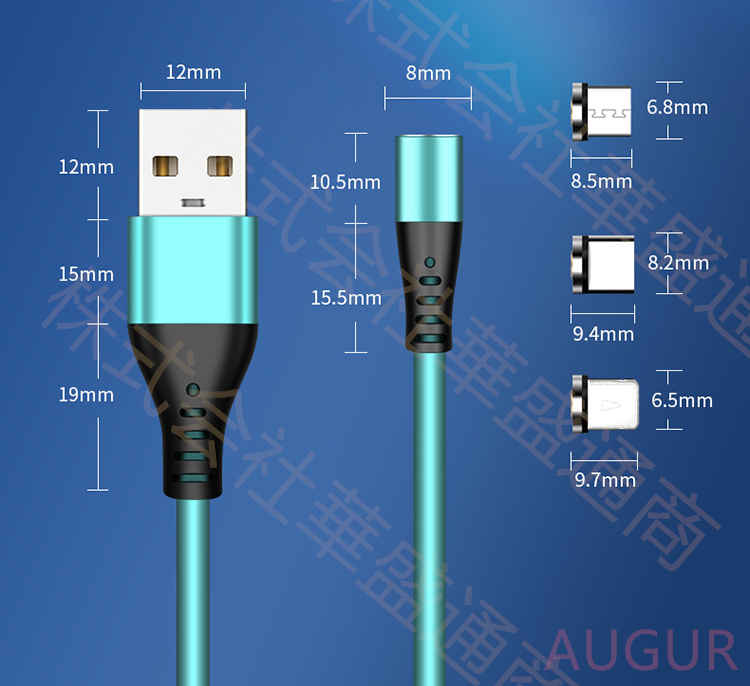 マグネット 充電ケーブル シリコン L字型 360度回転 540度可動式 MicroUSB Type-C Lightning iPhone iPad 防塵機能 LED ナイロン Android スマホ タブレット USB マルチデバイス 磁気 磁石 充電コード 1m メール便