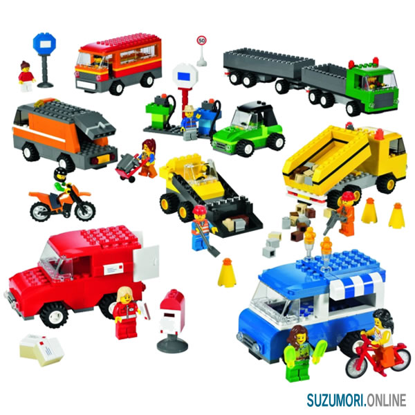 LEGO レゴ はたらく車セット 9333 ダンプ トラック 郵便車 ゴミ収集車 トレーラー V95-5418