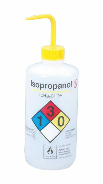 ナルゲン 薬品識別 洗浄瓶 イソプロパノール用 500mL 黄