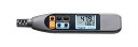 ●重さ49gのペンタイプの小型軽量のデジタル温湿度計です。 ●センサ部保護キャップ（回転式）、フックが付き、無駄な電池消費を防ぐオートパワーオフ機能も備えています。 ＜仕様＞ 測定範囲： 　　　温度：−10.0〜50.0℃ 　　　湿度：5〜95％RH 分解能： 　　　温度：0.1℃(at23℃) 　　　湿度：0.1％RH 精度： 　　　温度：±1.0℃(at23℃) 　　　湿度：±5％RH センサ： 　　　温度：サーミスタ 　　　湿度：静電容量型湿度センサ 機能：最高・最低値表示、ホールド、オートパワーオフ、ローバッテリー表示、センサ保護キャップ（回転式）、露点・湿球温度表示（温湿度の測定範囲において演算表示）