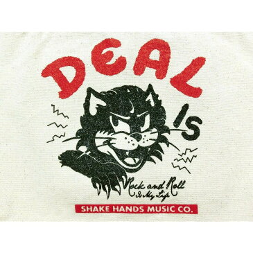 やんちゃ猫 DEAL トートバッグ【ナチュラル&赤】Shake Hands Music