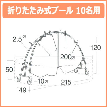 折りたたみ式プール 直径2m 10名用 【※メーカー直送品：代引不可】