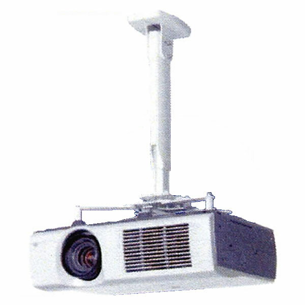 プロジェクターハンガー 高さ調整フリータイプ HPJ-10は12kgまでのプロジェクターが取付可能。高さ調整も可能なタイプです！ ※写真のプロジェクターは商品に含まれません。 プロジェクターハンガー高さ調整フリータイプ ●各社プロジェクターに幅広く対応：フレキシブルアーム取付方式なので、各社プロジェクターの取付穴に合わせて柔軟に対応できます。 ●プロジェクター傾斜微調整：プロジェクターを取り付けてからでも調整ボルトをまわして簡単に傾斜微調整ができます。 ●プロジェクター高さ調整：天井の高さに合わせてプロジェクターの高さを調整することができます。 ●RoHS対策品（電子・電気機器の特定有害物質使用制限対応品） ＜仕様＞ 最大荷重：12kg 付属品：プロジェクター取付ボルトセット、結束バンド