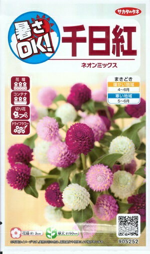 花種子 サカタのタネ 千日紅 ネオン ミックス 0.5ml袋詰 【 送料込み 】 農林水産省 登録品種 品種名 掛川DA1/SAKGOM001/SAKGOM002