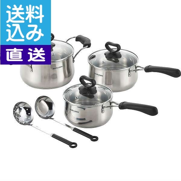 【送料込み/直送】マリ・クレール ステンレス鍋3点セット ＜MC−260＞出産内祝い 内祝い お返し 快気祝い 新築内祝い 引き出物 法事 香典返し お返し返礼ギフト|MC−260　ステン鍋3点セット|(bo)