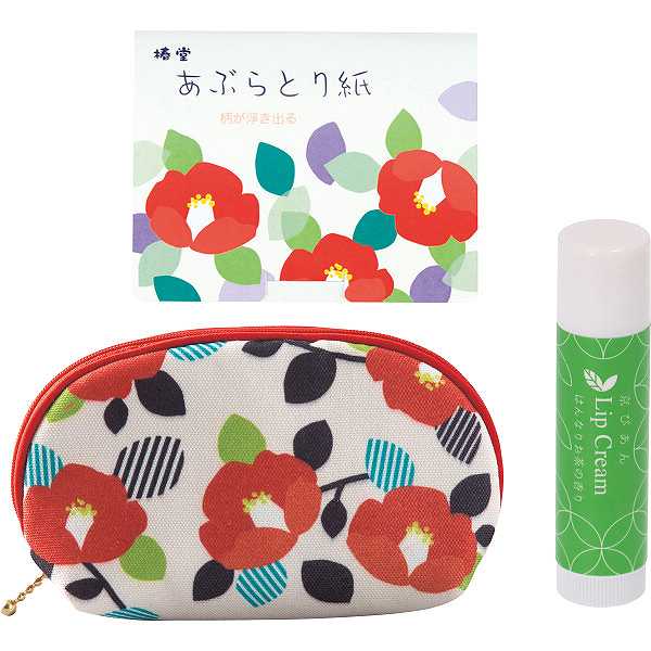 楽天ギフト専門店　すず陶シェルポーチ椿とスキンケアセット（椿花・お茶）/プレゼント お祝い 誕生日祝い 敬老の日 母の日 父の日 自家消費にも バッグ・小物・ブランド雑貨 バッグ レディースバッグ 化粧ポーチ