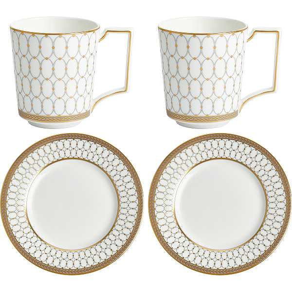 【送料無料】ウェッジウッド ルネッサンス グレイ マグ&プレート ペア/プレゼント お祝い 誕生日祝い 敬老の日 母の日 父の日 自家消費にも キッチン用品・食...