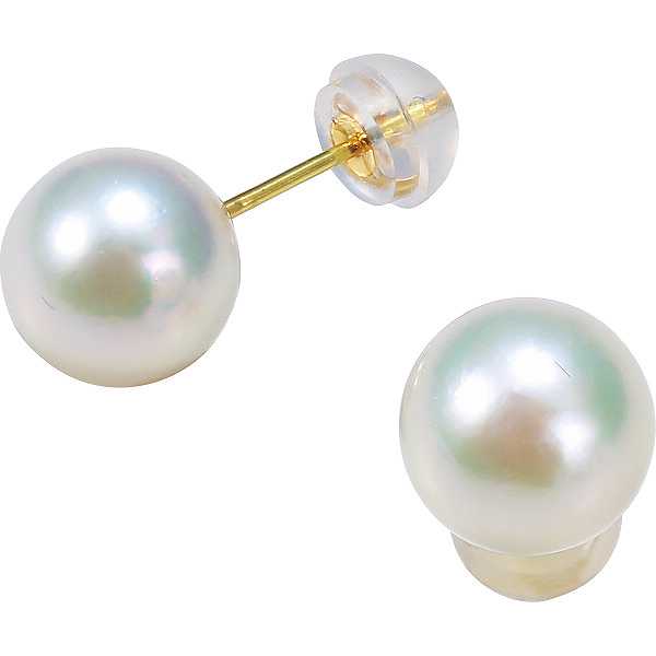 【送料無料】18金　伊勢志摩あこや本真珠8mmスタッドピアス/プレゼント お祝い 誕生日祝い 敬老の ...