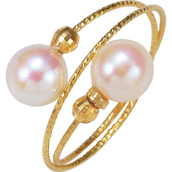 【送料無料】18金 伊勢志摩あこや本真珠2珠リング/プレゼント お祝い 誕生日祝い 敬老の日 母の日 父の日 自家消費にも ジュエリー・アクセサリー レディース...