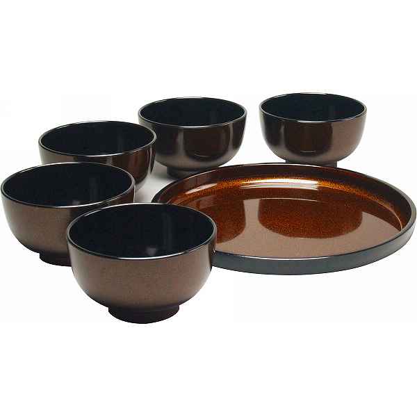 【送料無料/直送】|ラメ塗 汁椀5客揃（丸盆付）|G23−81 プレゼント お祝い 誕生日祝い 敬老の日 母の日 父の日 自家消費にも