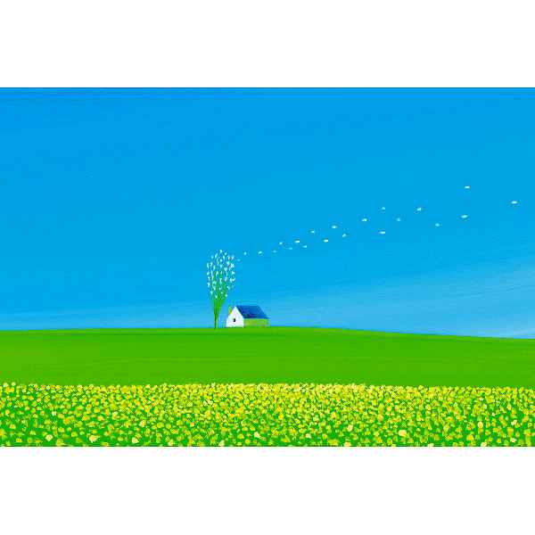 【送料無料】葉祥明「春の風」 <A3_84春の風> 複製画春の風 プレゼント お祝い 誕生日祝い 敬老の日 母の日 父の日 自家消費にも