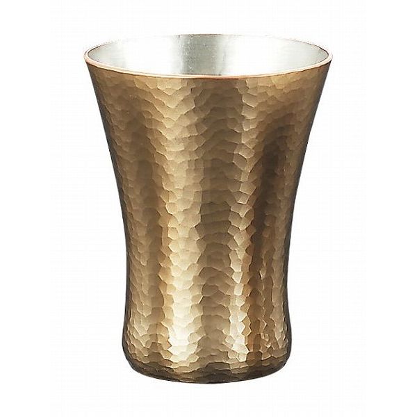 【送料無料】|伝統工芸 槌起 金属加工冷酒カップ胴締刃鎚目(白金)|〈Cu-16〉酒器 記念品 お祝い 御礼 ..