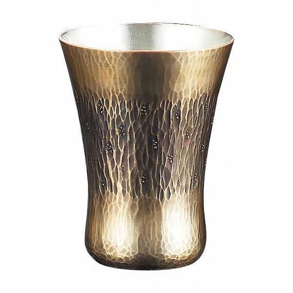 【送料無料】|伝統工芸 槌起 金属加工冷酒カップ胴締花石目|〈Cu-17〉酒器 記念品 お祝い 御礼 叙勲祝..
