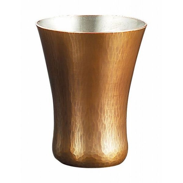 【送料無料】|伝統工芸 槌起 金属加工冷酒カップ胴締ならし目|〈Cu-18〉酒器 記念品 お祝い 御礼 叙勲..