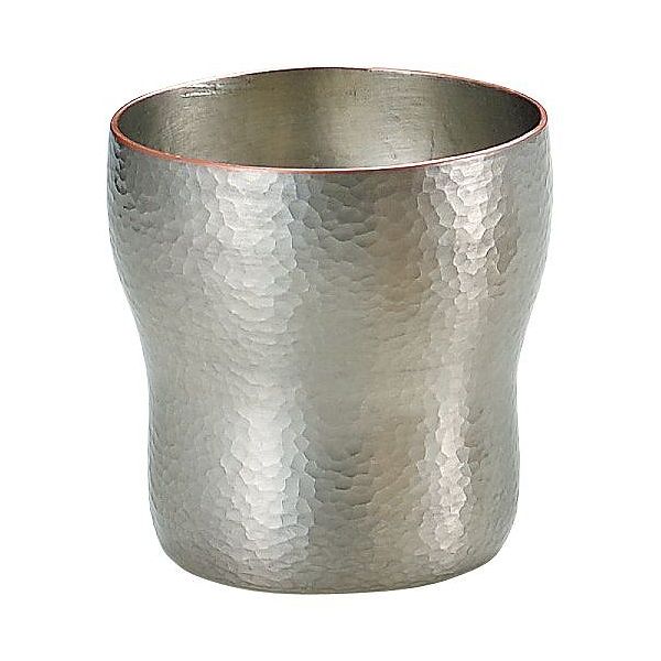 【送料無料】|伝統工芸 槌起 金属加工ロックカップ胴締刃鎚目(白銀)大|〈Cu-5〉酒器 記念品 お祝い 御..