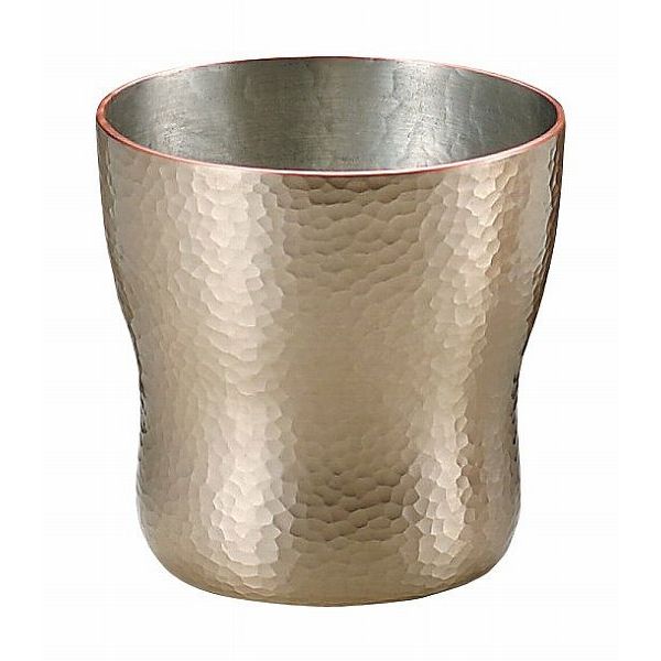 【送料無料】|伝統工芸 槌起 金属加工ロックカップ胴締刃鎚目(白金)大|〈Cu-6〉酒器 記念品 お祝い 御..