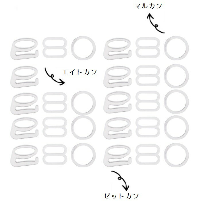 ハンドメイド 材料■マルカン・エイトカン・ゼットカン(1個単位)■Zカン/8カン/マルカン/丸カン/パーツ/プラスティック/修理/キャミソール/ハンドメイド/材料/手芸/アクセサリー/水着/素材/DIY/部品/アート/洋服/マスク パーツ/クラフト/キット/円/丸/手作り/ストラップ/ブラ