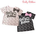 ■Dolly Ribbon(ドーリーリボン)キャラクター　半袖Tシャツ 80cm/90cm/95cm■くま/ハート/リボン/ドット/フリル/Tシャツ/女児/ベビー/キッズ/ピンク/ブラック/総柄/アニマル/英字/プリント/通園着/普段着/お出掛け着/半袖/トップス/夏/ハート/Tシャツ/カットソー【ギフト】