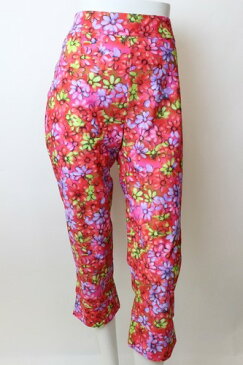 Across■夏花プリント8分ストレッチパンツ L LL■ミセス/ボトムス/シンプル/柄/大きいサイズ/七分丈/夏/伸縮性/おしゃれ/レース/婦人服/ミセス 母の日/シニアファッション/ミセス ファッション 50 代/40代/ミセス・シニアファッション/股上深め【RCP】
