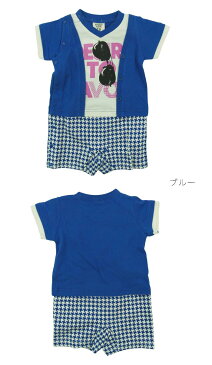 SHORH KID'S　ベビー服 ロンパース■サングラスプリント半袖ロンパース 70cm/80cm■カバーオール【半袖】ボーダー柄　結婚式 パーティー フォーマル 男の子/退院着/ロゴ/ネクタイ風/フォーマル　ロンパース/普段着/ベビー/赤ちゃん/プリント/前開き/【RCP】