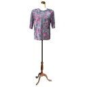 ■J.M.J.K 花柄 シースルー 半袖Tシャツ M-L■婦人服 ミセス/トップス/ミセス カットソー/半袖Tシャツ/シースルー/夏服/半袖/レディース/婦人服/総柄/灰/ピンク/白/ぴったり/敬老の日/母の日/ギフト/40代/50代/60代/半袖 ミセス/冷感/夏 涼しい/吸湿/速乾/花/植物/速乾