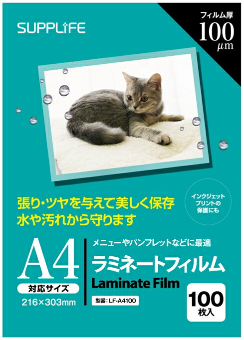 ラミネート フィルム A4 サイズ 100枚 100μm 送料無料