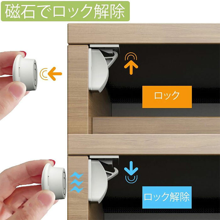 チャイルドロック マグネット式 ドア ベビーガード キー 簡単開閉 ベビーロック ストッパー 引き出し ドア 扉 簡単 赤ちゃん 子供 安全 安心 引き出しロック ドアロック 安全対策 ケガ防止 指挟み防止 事故防止 いたずら防止 地震対策 冷蔵庫 ベビーガード 安全ロック