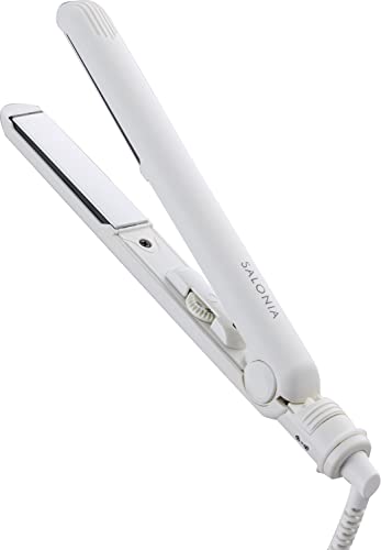 SALONIA サロニア ミニ ストレートアイロン ヘアアイロン 耐熱ポーチ付 SL-010SW ホワイト 送料無料