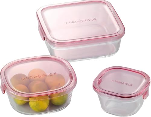 Rakuten - iwaki(イワキ) 耐熱ガラス 保存容器 ピンク 角型 3個セット パック&レンジ PS-PRN-3P1 送料無料