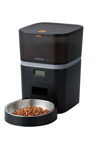 エレコム 自動給餌器 猫 中小型犬用 4L (約2.2kg) タイマー機能付 録音機能付 1日最大6回 蓋ロック 乾燥剤付属 ステンレス 送料無料
